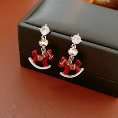 Crimson Carousel Pony Drop Earrings