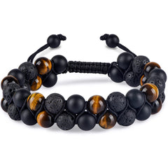 MagnetAura Duo · Tiger Eye & Agate Power Bracelet