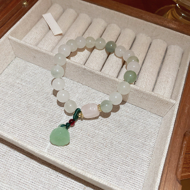 Oriental white and yellow crystal bead bracelet retro chic style