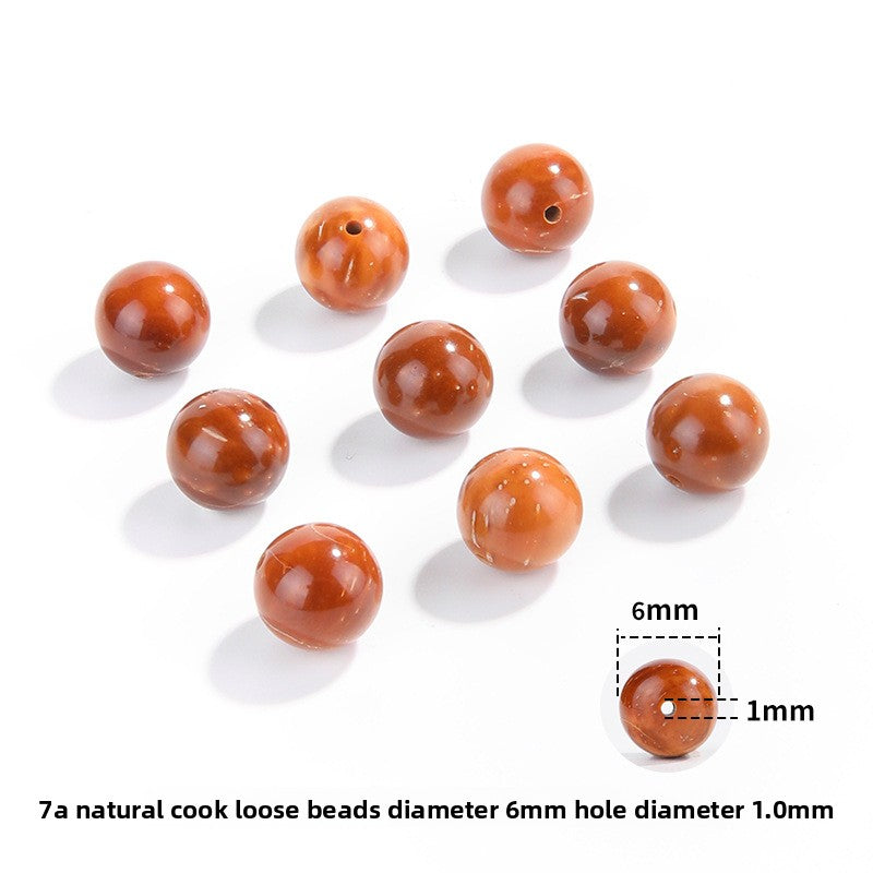 Natural Cook wood beads, amber-tone grain, polished, assorted 4–10 mm — Ambergrain Warmth.