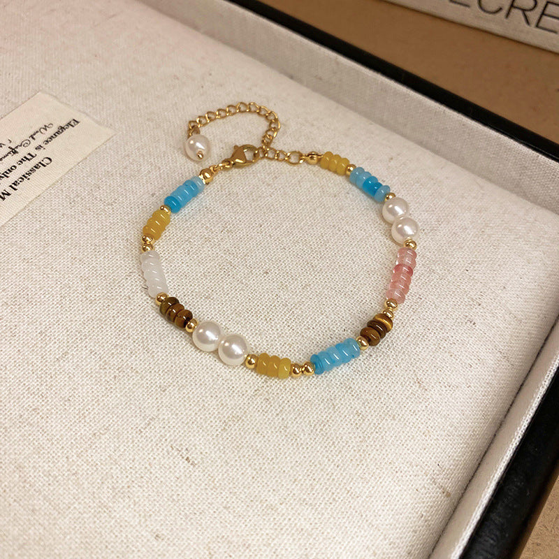 Baroque freshwater pearl colorful bead necklace and bracelet set – light luxury elegant women’s jewelry
