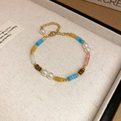 Baroque freshwater pearl colorful bead necklace and bracelet set – light luxury elegant women’s jewelry