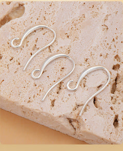 ArcGlow S925 sterling silver ear hooks, 15×9 mm with ~1.5 mm open loop.