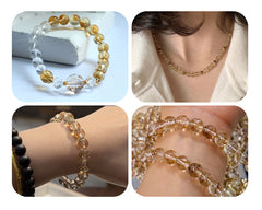 Clear crystal round beads with embedded gold foil and floral flakes — Gilded Bloom (8/10/12/14 mm).