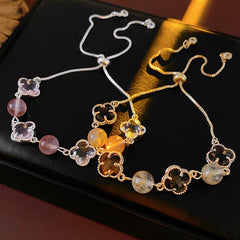 Radiant Flora Bead Bracelet with pink crystal and glass beads – Glazenya jewelry