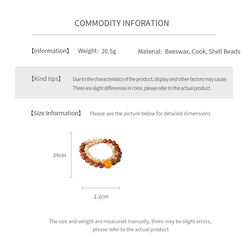 Dual-strand natural stone bracelet with amber centerpiece and shell beads in warm brown and beige tones – Glazenya light luxury jewelry