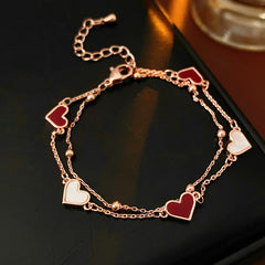 Rose gold heart pendant bracelet in French vintage style