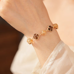 Radiant Flora Bead Bracelet with pink crystal and glass beads – Glazenya jewelry