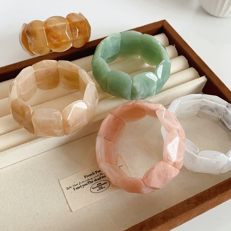 Marbled acrylic wide bangle bracelet in assorted colors – fashion retro chunky design jewelry