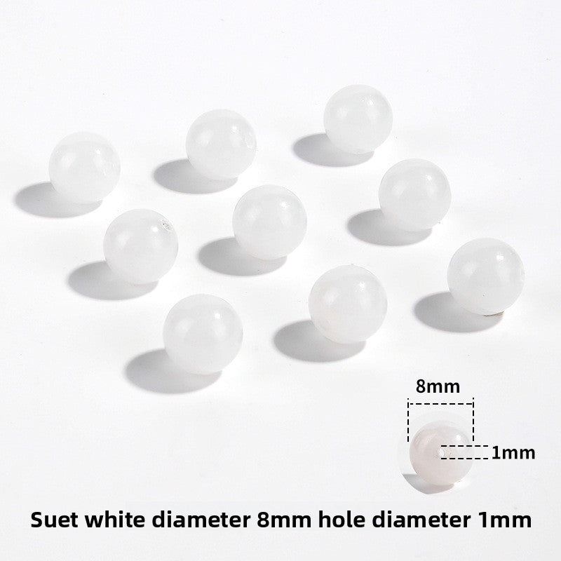 Hetian jade round beads, snowy white/pale celadon, polished, assorted 4–10 mm — Snowfield Whisper.