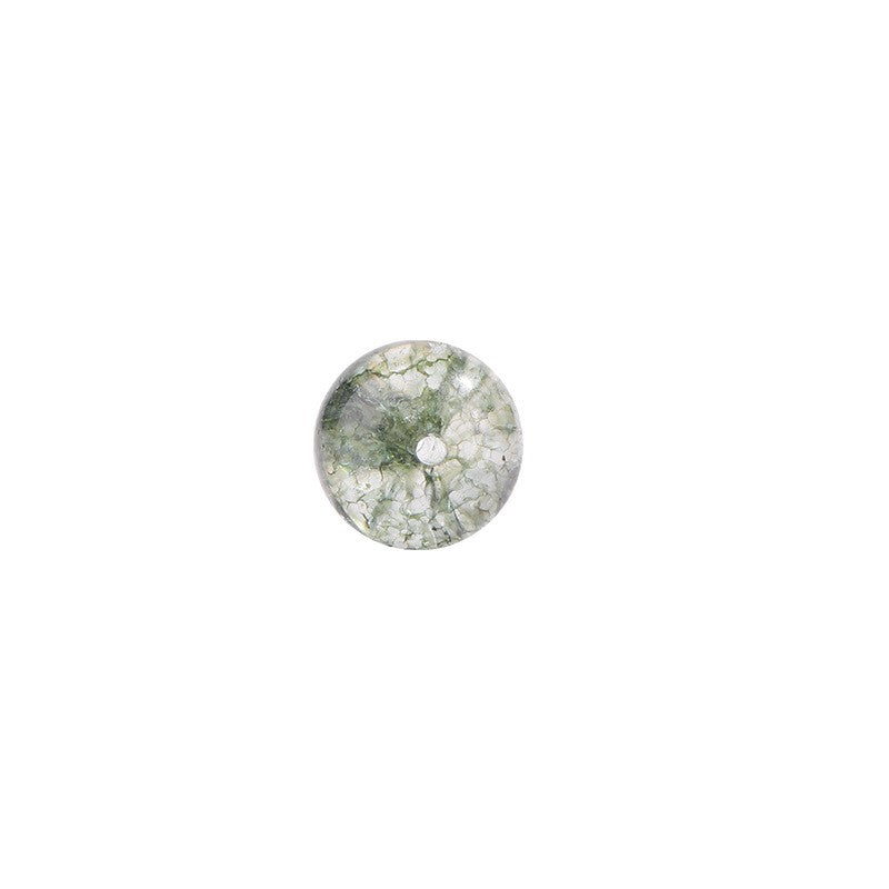 Green Phantom Quartz round beads with moss-like inclusions, polished finish, sizes 6/8/10 mm — Verdant Phantom.