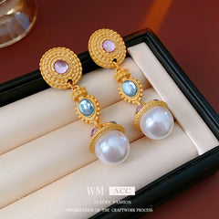 Vintage Pearl Stud Earrings Series – Courtly Chic Light Luxury