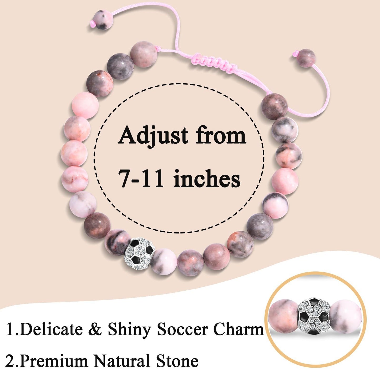 Goal Getter · Pink Zebra Jasper Soccer Bracelet