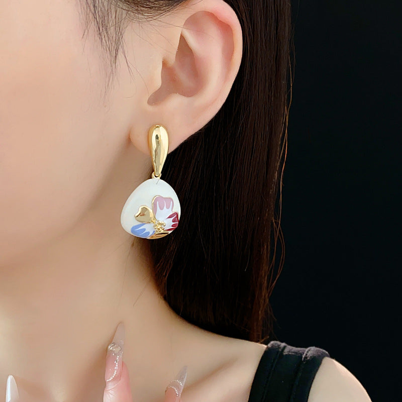 Pastel Bloom Enamel Drop Earrings