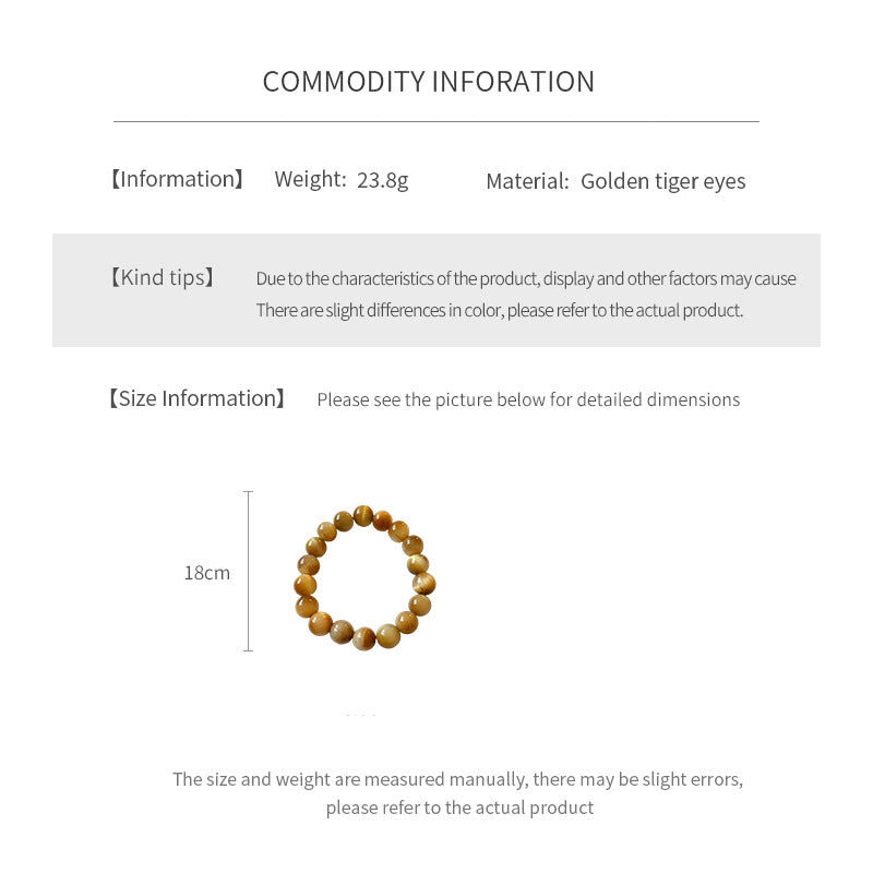 Golden Tiger Eye Bead Bracelet – natural polished stone beads on wrist