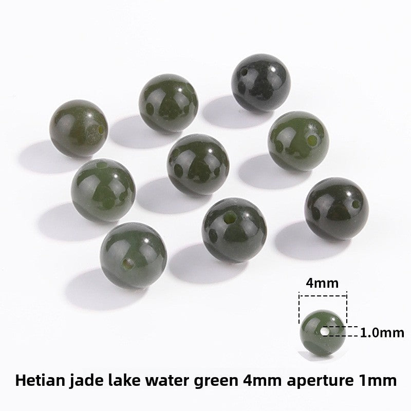 Hetian jade round beads, snowy white/pale celadon, polished, assorted 4–10 mm — Snowfield Whisper.