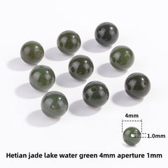 Hetian jade round beads, snowy white/pale celadon, polished, assorted 4–10 mm — Snowfield Whisper.
