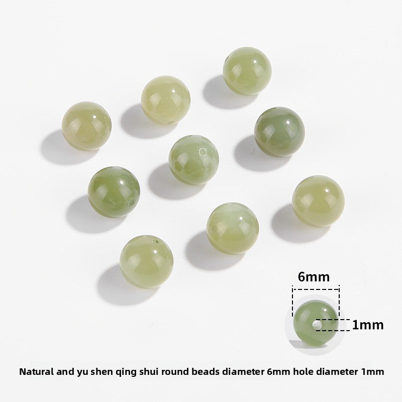 Hetian jade round beads, snowy white/pale celadon, polished, assorted 4–10 mm — Snowfield Whisper.
