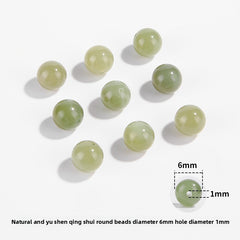 Hetian jade round beads, snowy white/pale celadon, polished, assorted 4–10 mm — Snowfield Whisper.