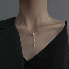 Versatile Minimalist Titanium Steel Pearl Pendant Necklace
