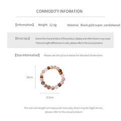 Natural rutilated quartz and sandalwood beaded bracelet — Amberwood Harmony Bracelet by Glazenya.