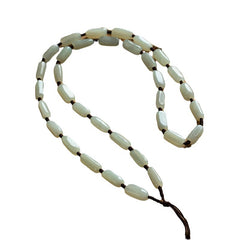 Handcrafted pendant cords wrapped with natural Hetian jade tube beads in light and dark brown — Snowglow Hetian Jade Pendant Cord.