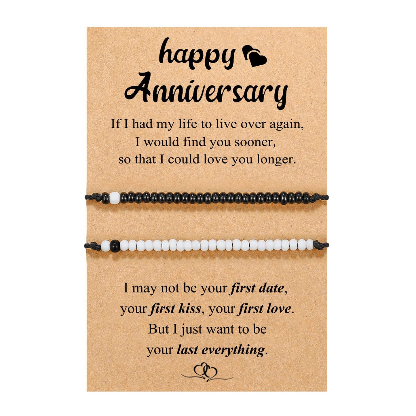 MorseBond Duo — Black & White Love Bracelets
