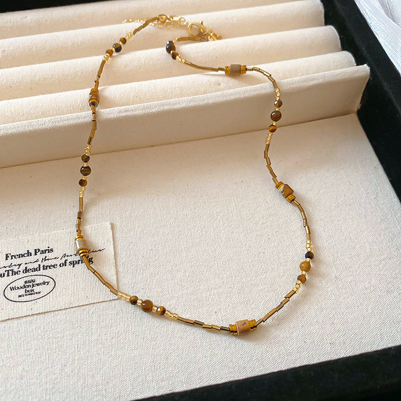 Sun Pendant Beaded Necklace Collection – Titanium Steel & Natural Stone Designs