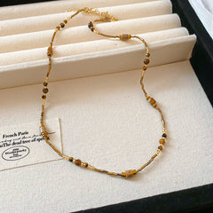 Sun Pendant Beaded Necklace Collection – Titanium Steel & Natural Stone Designs