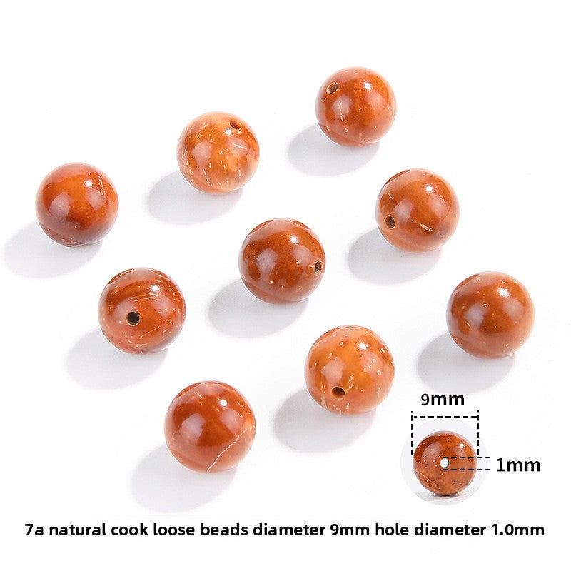 Natural Cook wood beads, amber-tone grain, polished, assorted 4–10 mm — Ambergrain Warmth.