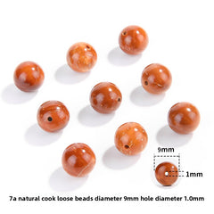 Natural Cook wood beads, amber-tone grain, polished, assorted 4–10 mm — Ambergrain Warmth.