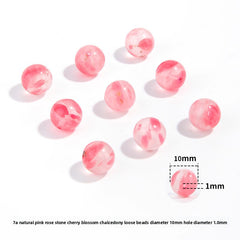 Pink chalcedony round beads, smooth polish, assorted 6–10 mm — Rosette Whisper.