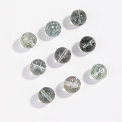 Green Phantom Quartz round beads with moss-like inclusions, polished finish, sizes 6/8/10 mm — Verdant Phantom.