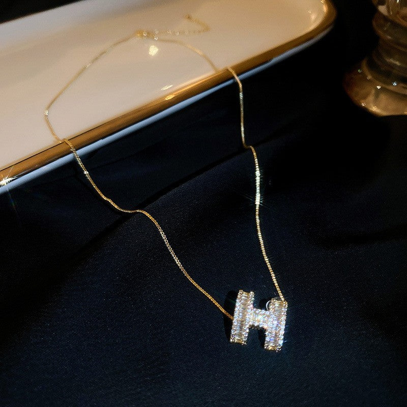 H Initial Shell & Zircon Series – Necklace, Ring & Earrings