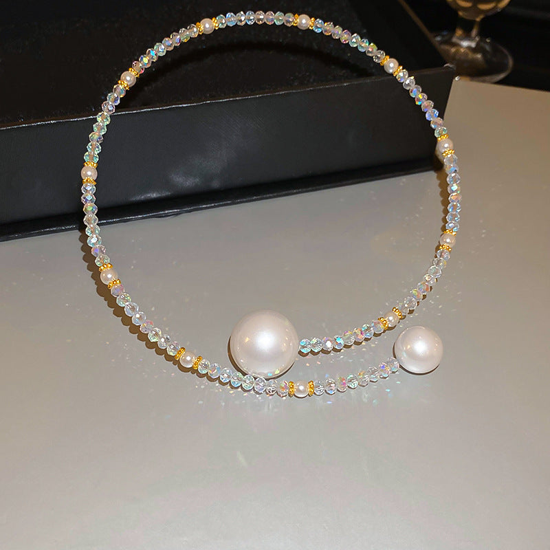 Glazenya Irregular Cross Pearl Choker — close-up of cross motif and pearls