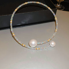 Glazenya Irregular Cross Pearl Choker — close-up of cross motif and pearls