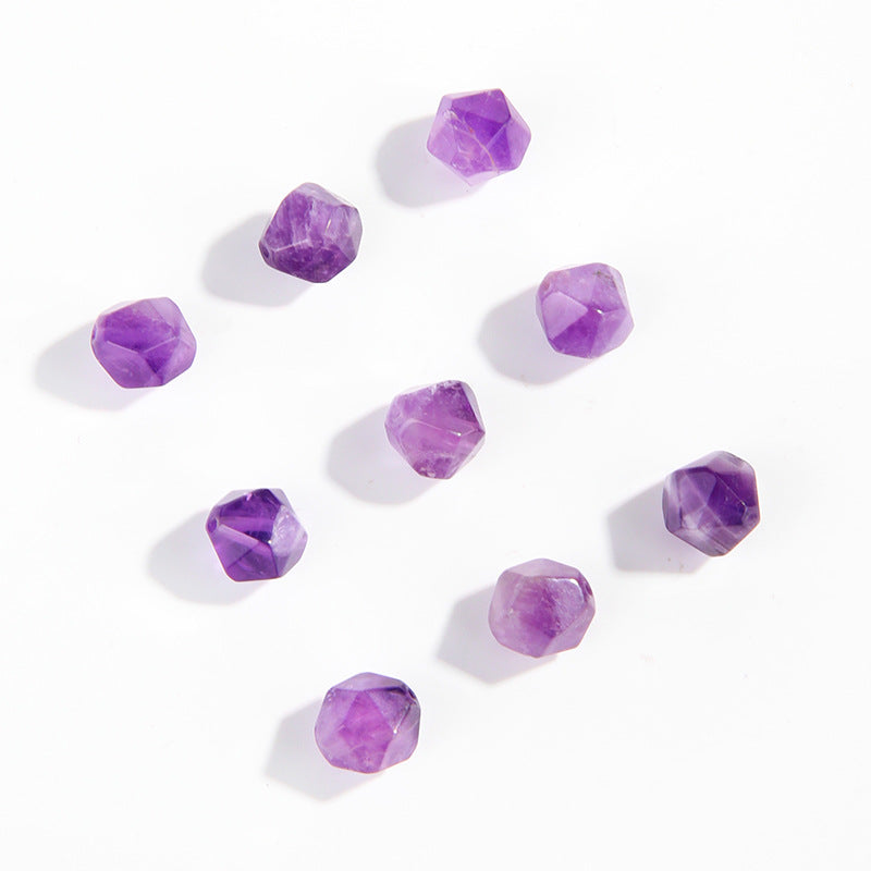 Irregular faceted amethyst beads, lilac to deep purple, sizes 6–10 mm — Amethyst Star-Facets.