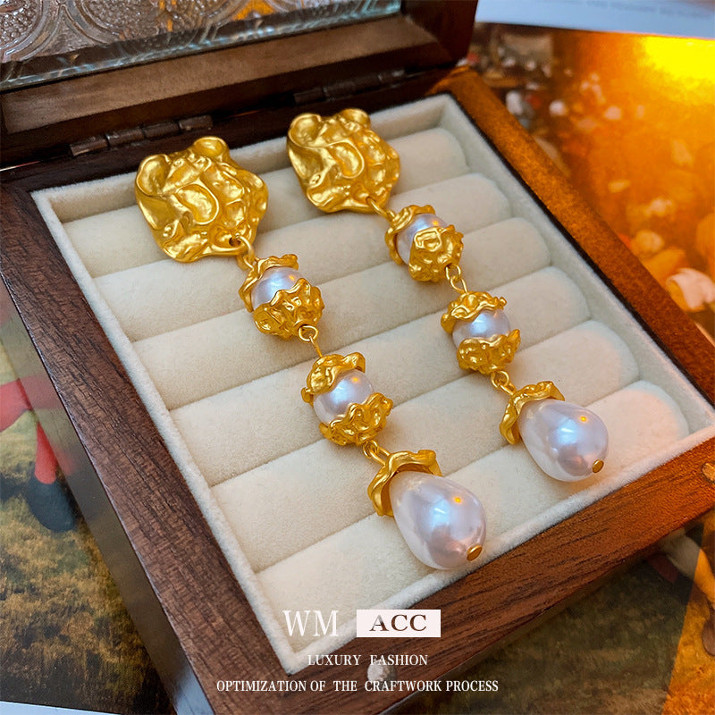 Vintage Pearl Stud Earrings Series – Courtly Chic Light Luxury