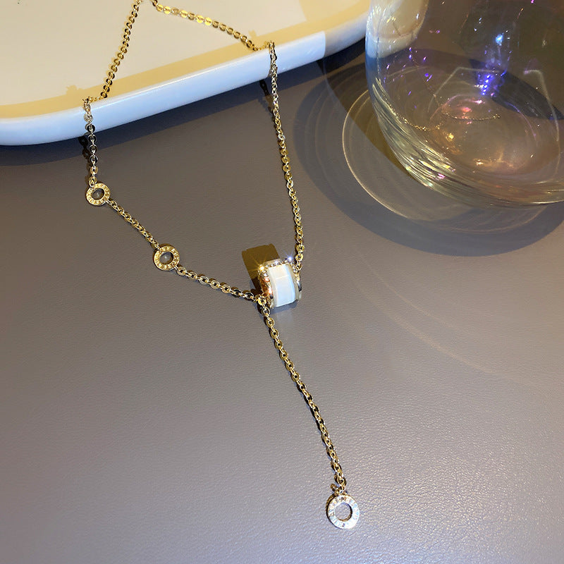 Cat’s Eye Letter Series – Gold-Plated Cylinder Pendant Necklaces with Zircon