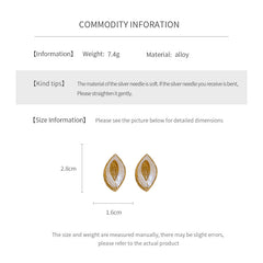 Leaf-shaped stud earrings with gold outline and white enamel – Golden Leaf Elegance Stud Earrings.