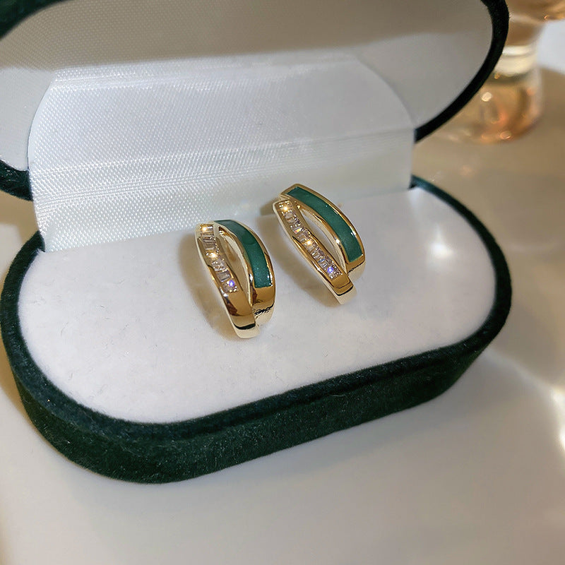 Stud earrings collection with enamel/stone cabochons, crystal accents and gold-tone settings — 43 variants — Eternal Heart Gem Earrings Collection.