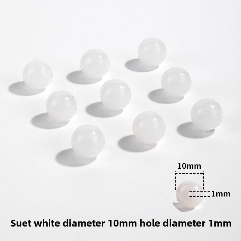 Hetian jade round beads, snowy white/pale celadon, polished, assorted 4–10 mm — Snowfield Whisper.