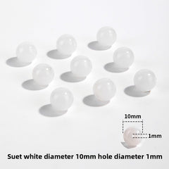 Hetian jade round beads, snowy white/pale celadon, polished, assorted 4–10 mm — Snowfield Whisper.