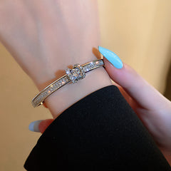 Dazzling Zircon Letter Bangle – Trendy Cold Chic Jewelry