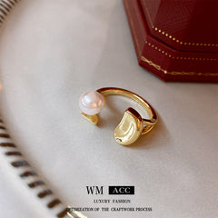 Baroque Pearl Tulip Open Ring – Korean Sweet Chic Series