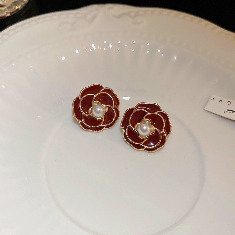 Camellia & Bow Earring Collection – Chic Light Luxury Retro Series