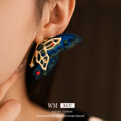 Vintage Butterfly & Heart Collection – handmade embroidery earrings, rings, and necklaces with butterfly and heart motifs in light luxury retro chic style
