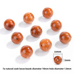 Natural Cook wood beads, amber-tone grain, polished, assorted 4–10 mm — Ambergrain Warmth.