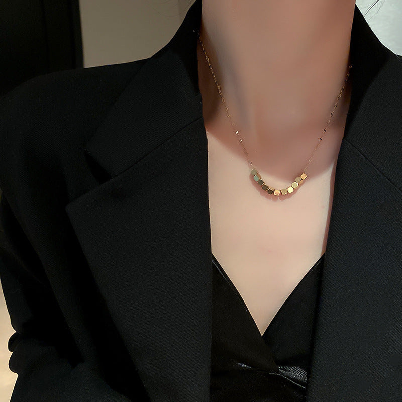 Cat’s Eye Letter Series – Gold-Plated Cylinder Pendant Necklaces with Zircon