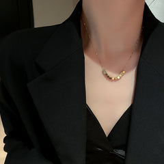 Cat’s Eye Letter Series – Gold-Plated Cylinder Pendant Necklaces with Zircon